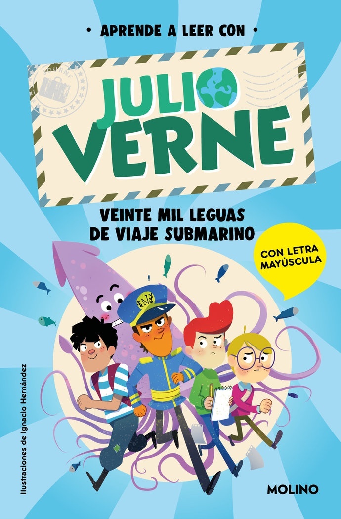 Aprende a leer con Julio Verne 3 - Veinte mil leguas de viaje submarino 'En letra MAYÚSCULA para aprender a leer (Libros para niños a partir de 5 años)'